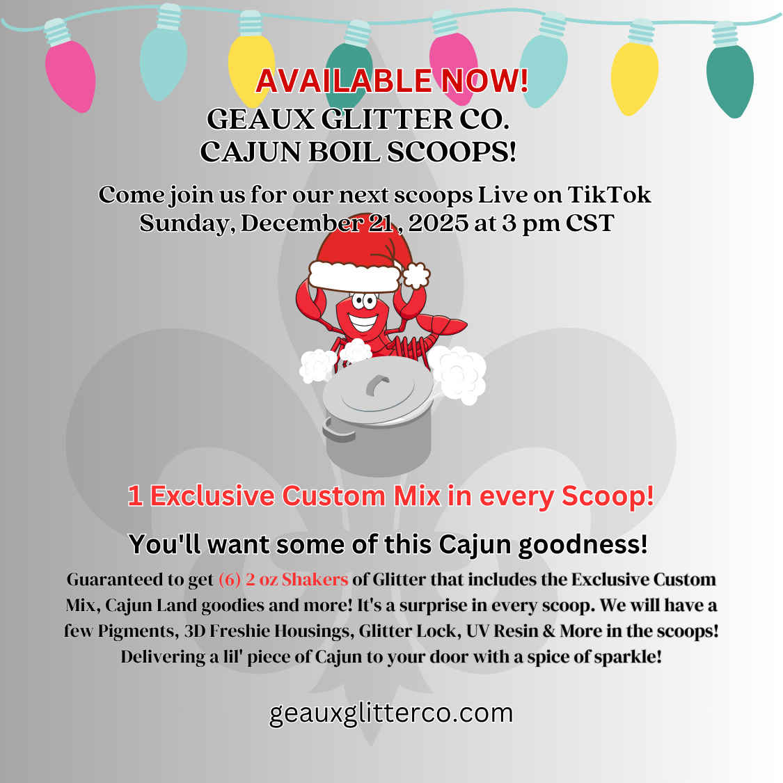 December 21 @ 3PM CST - Cajun Boil Scoops - PURCHASE SEPARATELY - Scoops do not ship out until after 12/21/25