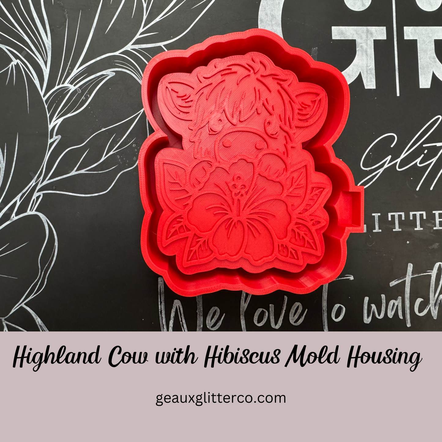 Highland Cow with Hibiscus Freshie Mold Housing