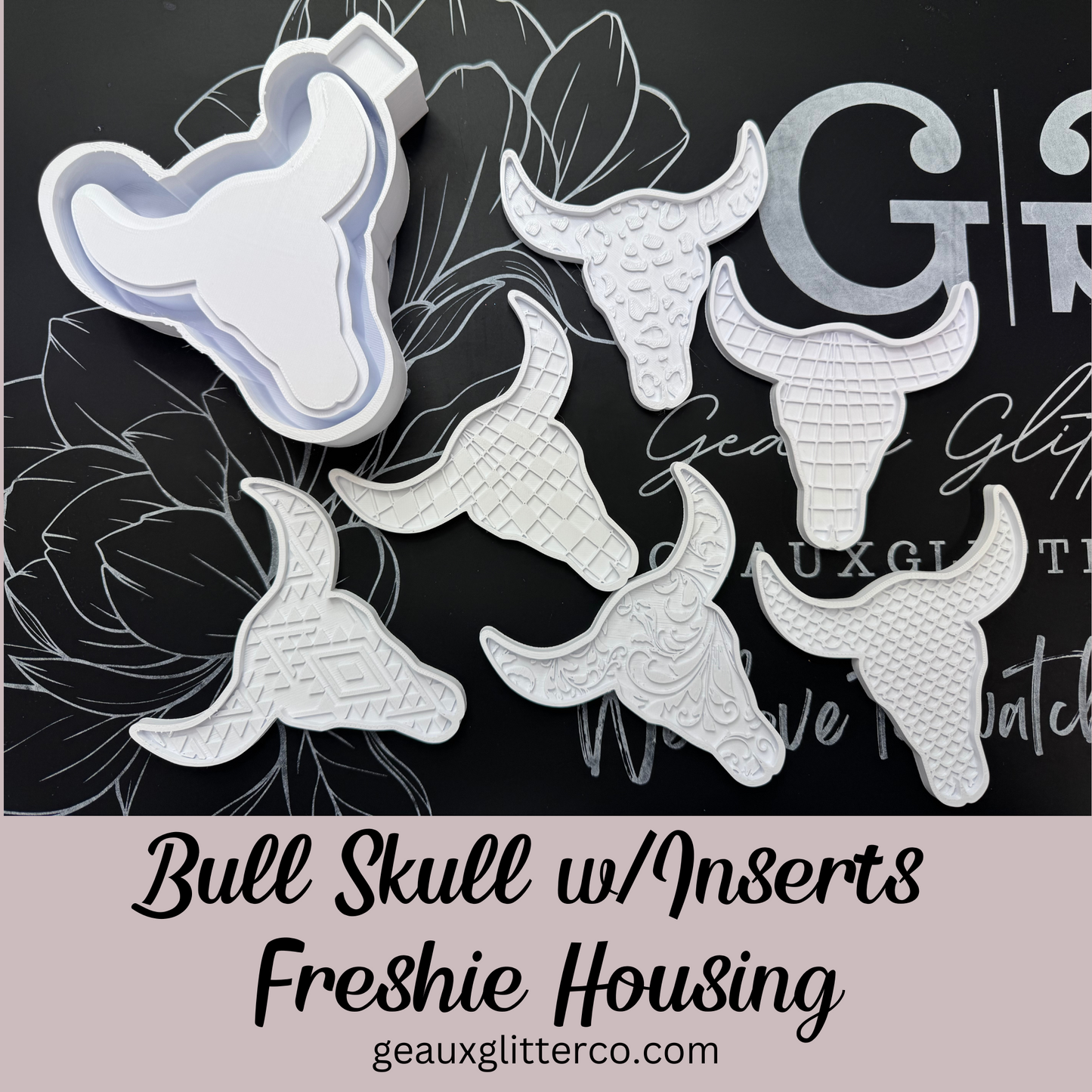 Bull Skull w/Inserts Freshie Mold Housing