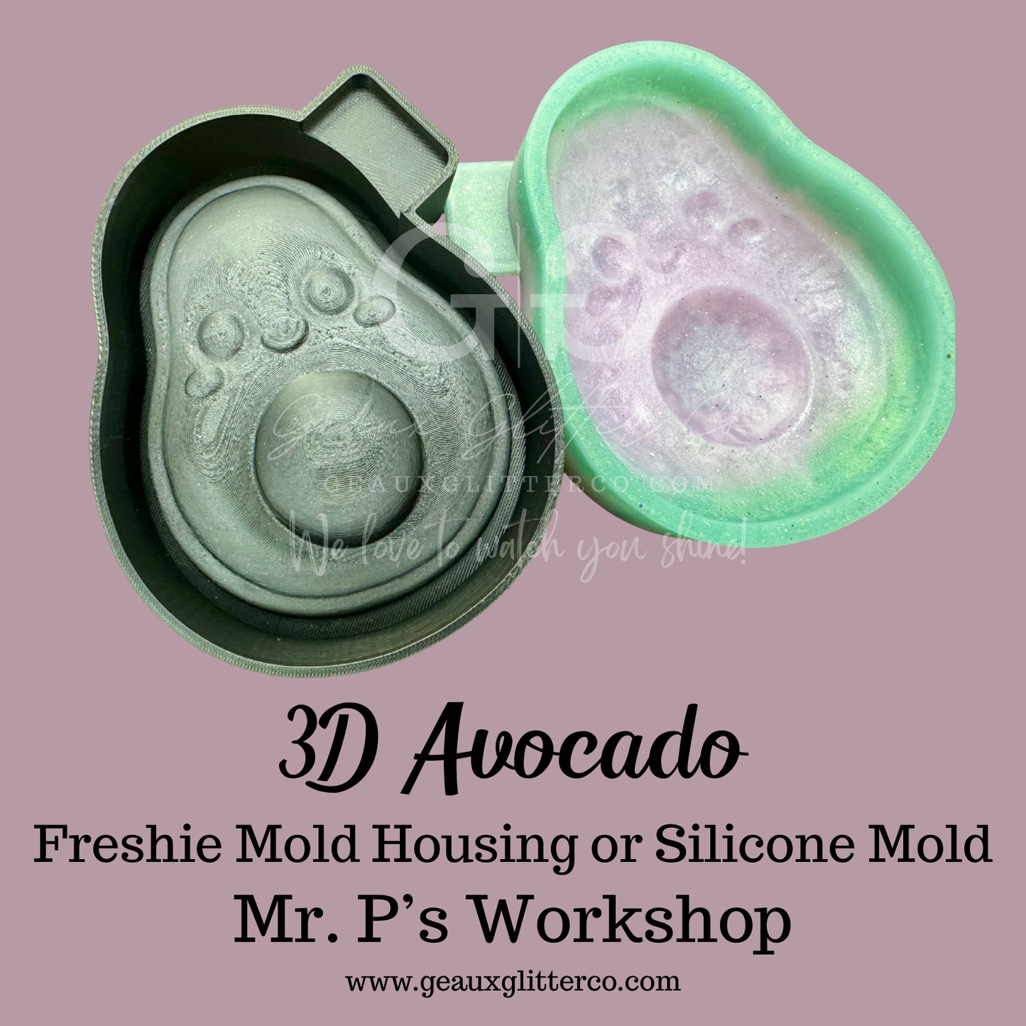 3D Avocado Freshie Housing or Silicone Mold