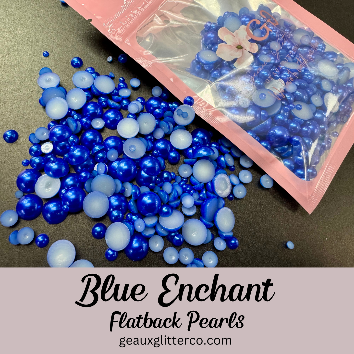 Blue Enchant Pearl Flatback Beads