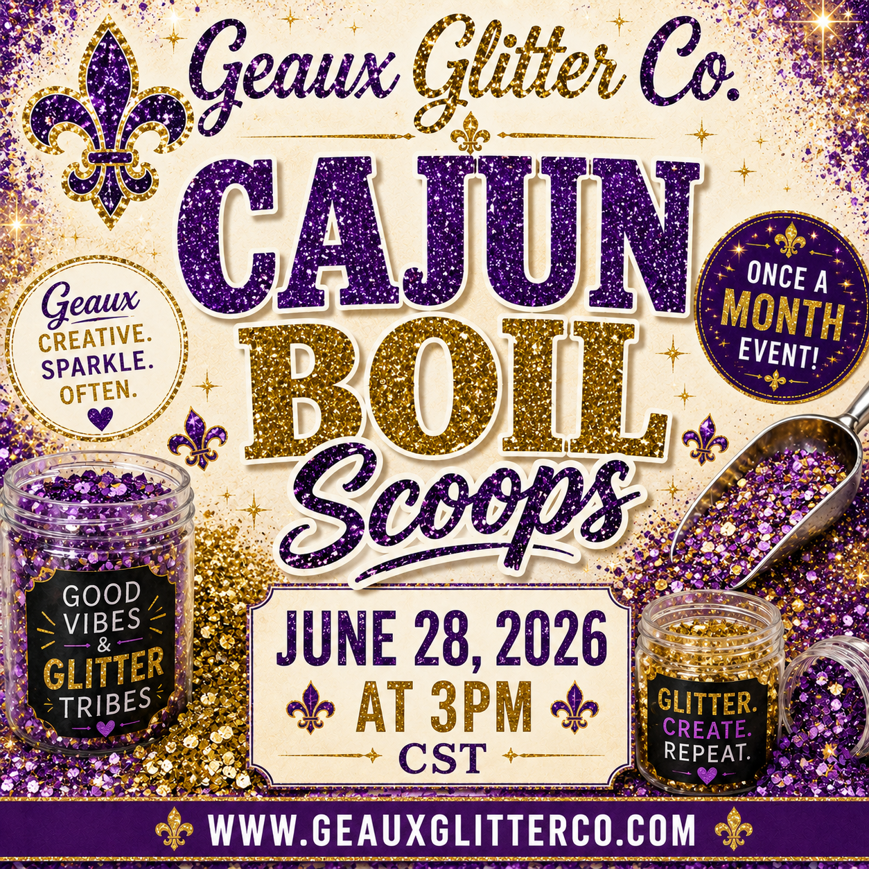 6.28.26 Cajun Boil Scoops @ 3PM CST - READ FULL DETAILS - DO NOT ADD TO FREE SHIP WEDNESDAY!