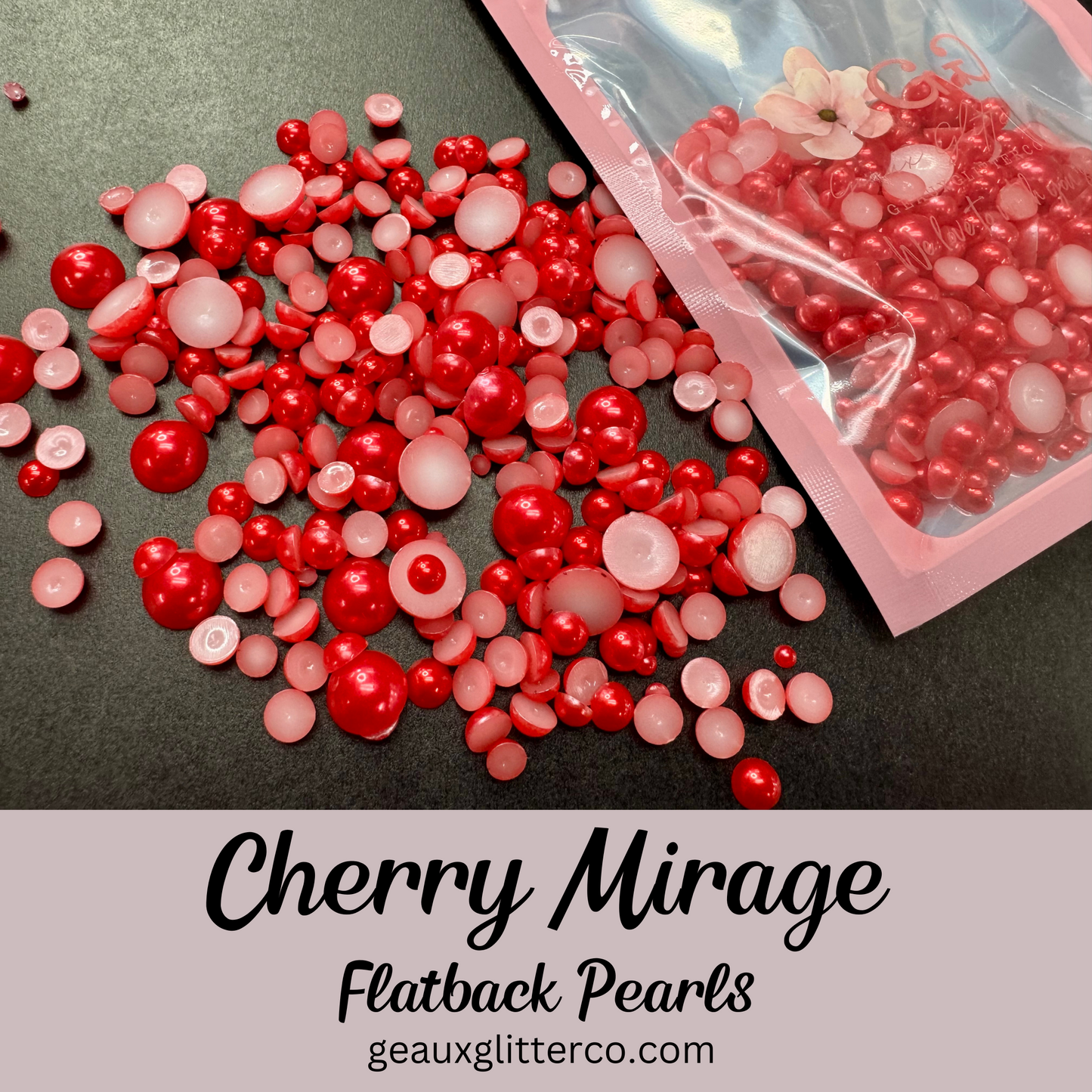 Cherry Mirage Pearl Flatback Beads
