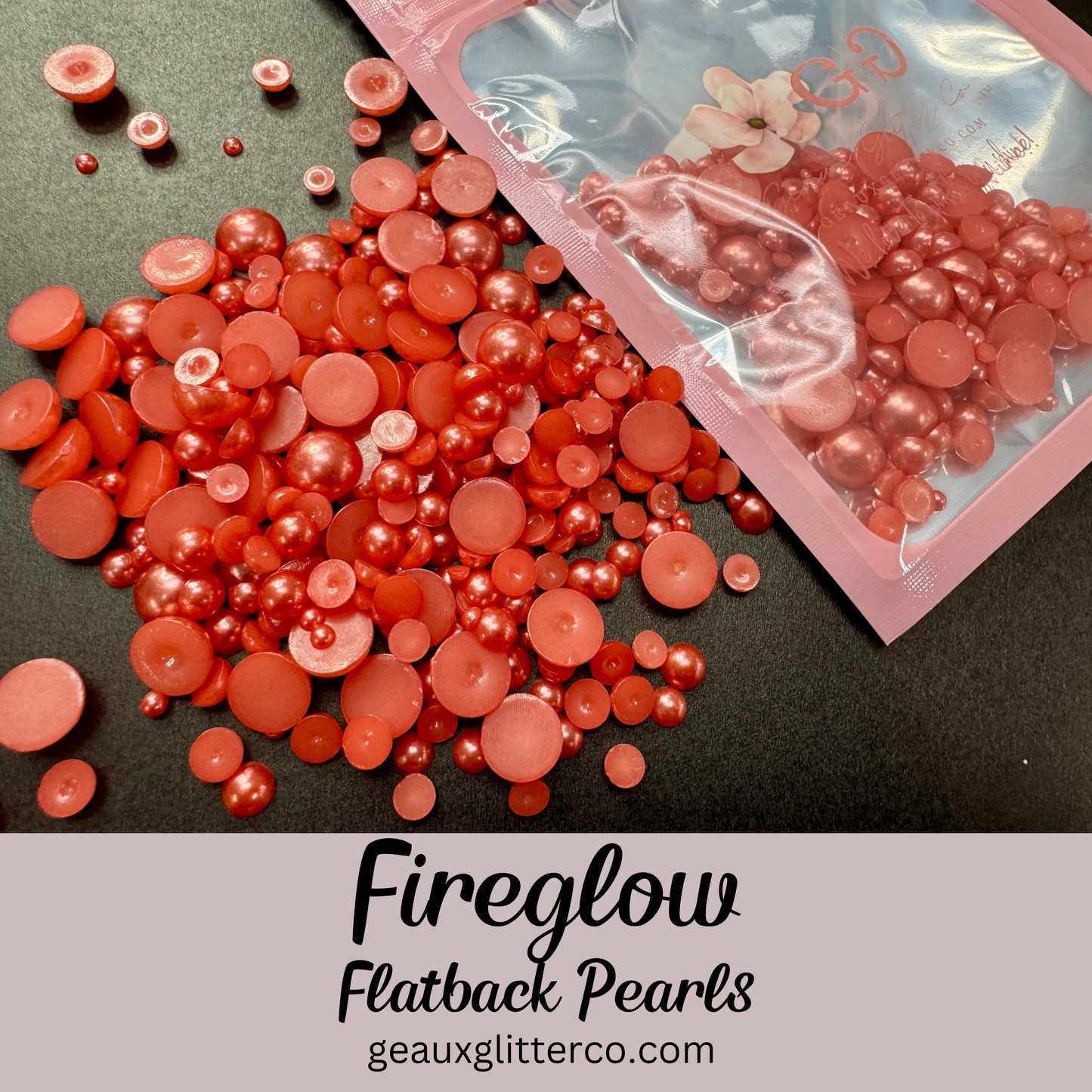 Fireglow Pearl Flatback Beads