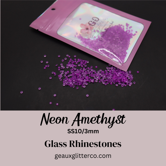 Neon Amethyst Glass Rhinestones - 3mm/SS10