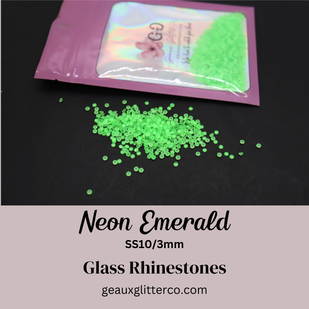 Neon Emerald Glass Rhinestones - 3mm/SS10