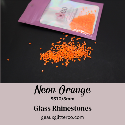 Neon Orange Glass Rhinestones - 3mm/SS10