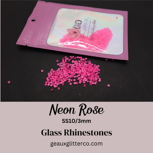 Neon Rose Glass Rhinestones - 3mm/SS10