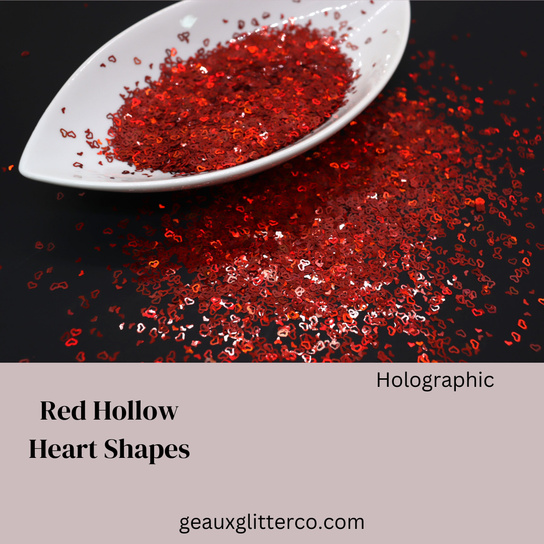 Red Hollow Holographic Heart Shapes