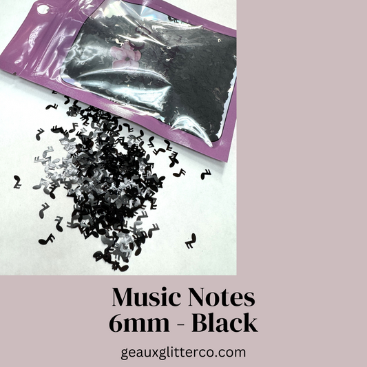 Black Music Notes Confetti Glitter - 6mm