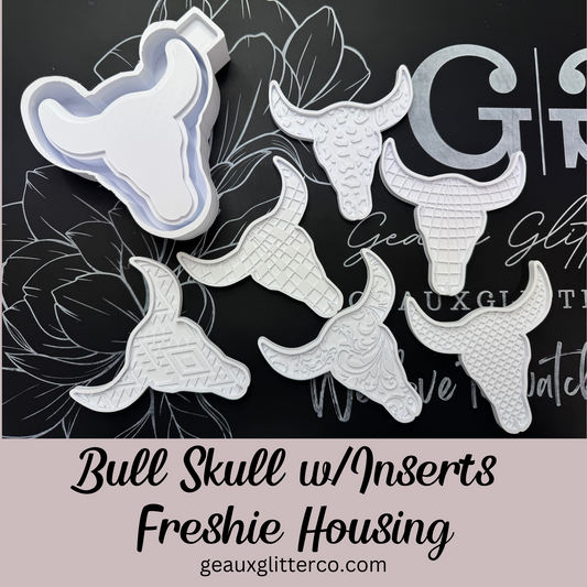 Bull Skull w/Inserts Freshie Mold Housing