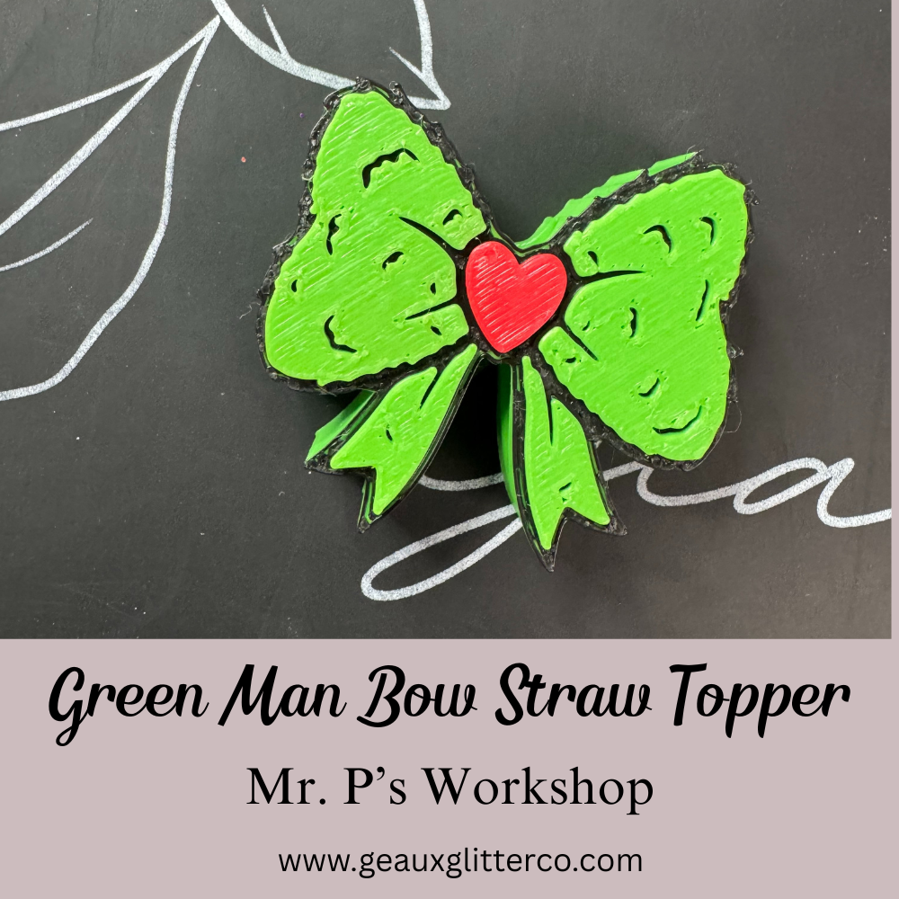 Green Man Bow Straw Topper