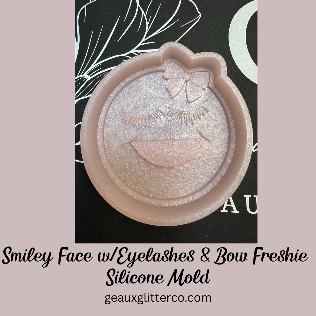 Smiley Face w/Bow &amp; Eyelashes Freshie Silicone Mold