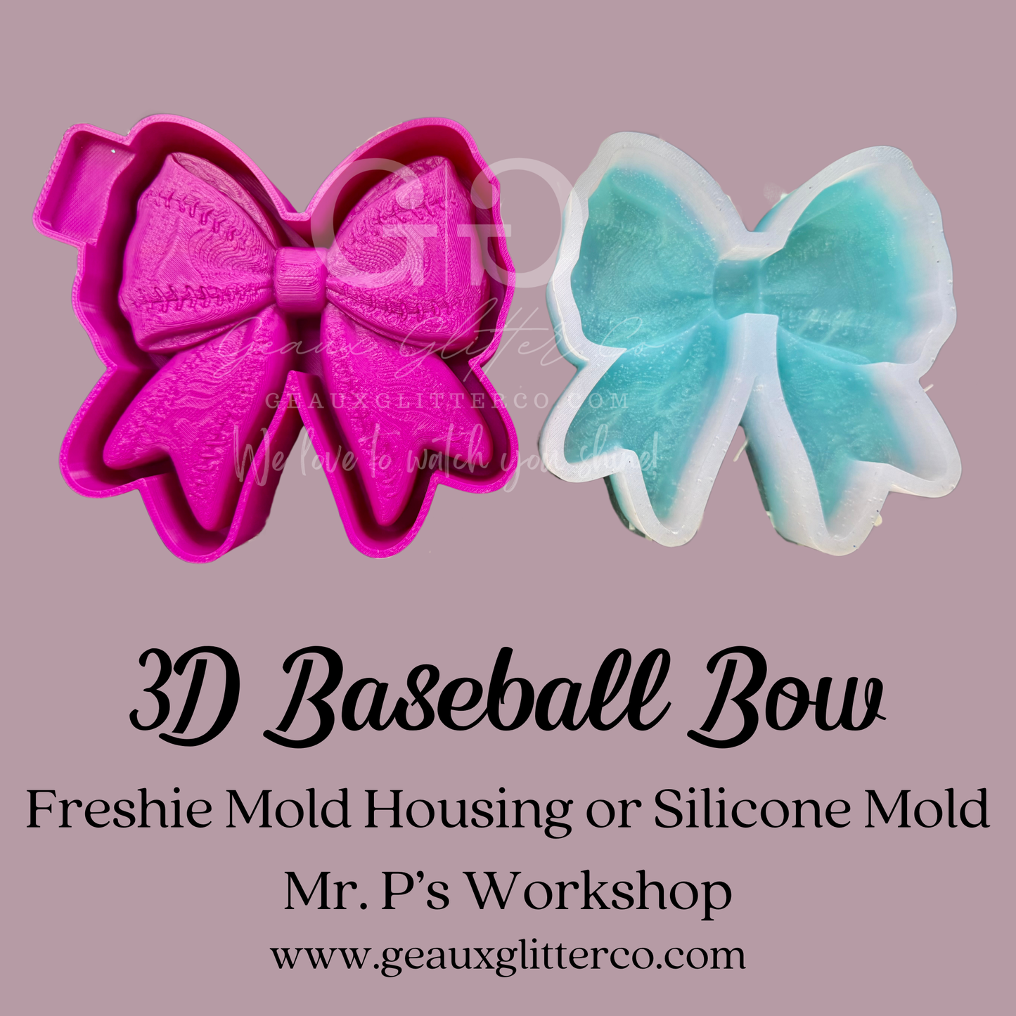 3D Baseball Bow Freshie Mold Housing or Silicone Mold