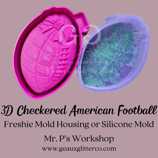 3D Checkered American Football Freshie Mold Housing or Silicone Mold