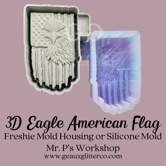 3D Eagle American Flag Freshie Mold Housing or Silicone Mold