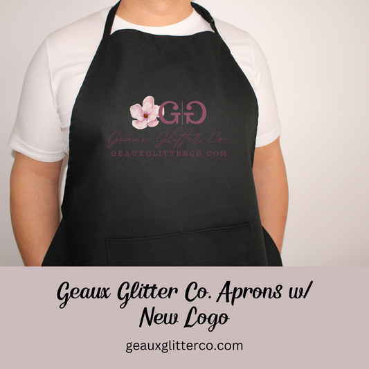 Geaux Glitter Co. Black Apron with Magnolia Logo