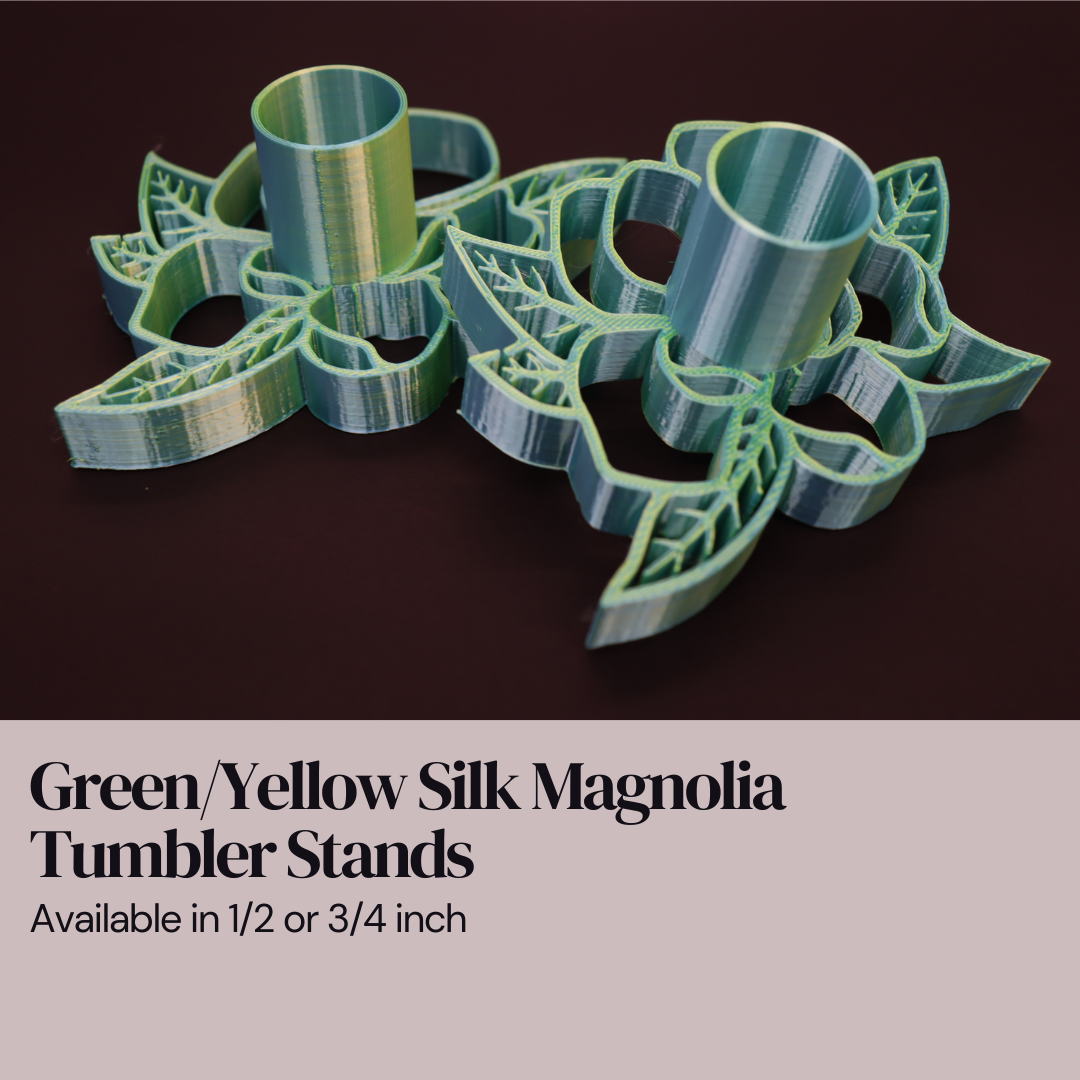 Green/Yellow Silk Magnolia Tumbler Cup Drying Stand - Available in 1/2 inch or 3/4 inch