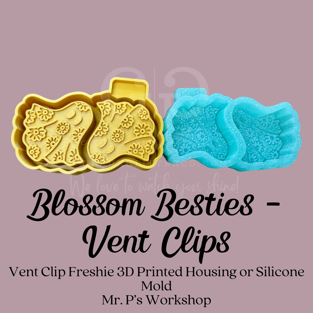 Blossom Besties - Vent Clip - Freshie 3D Printed Mold or Silicone Mold