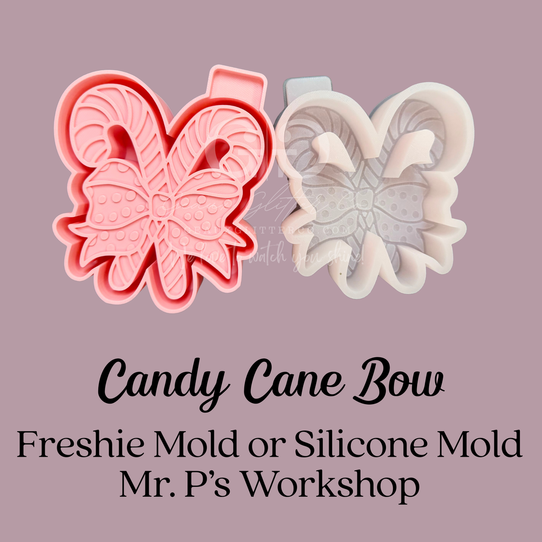 Candy Cane Bow Freshie 3D Printed Mold Housing or Silicone Mold
