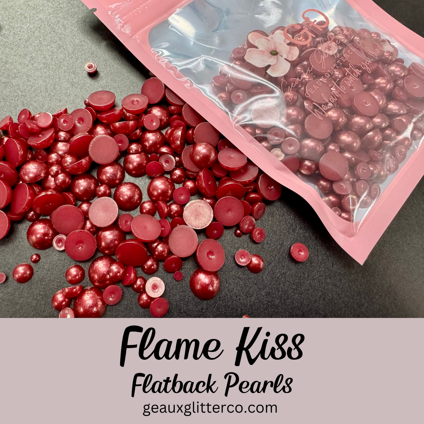 Flame Kiss Pearl Flatback Beads