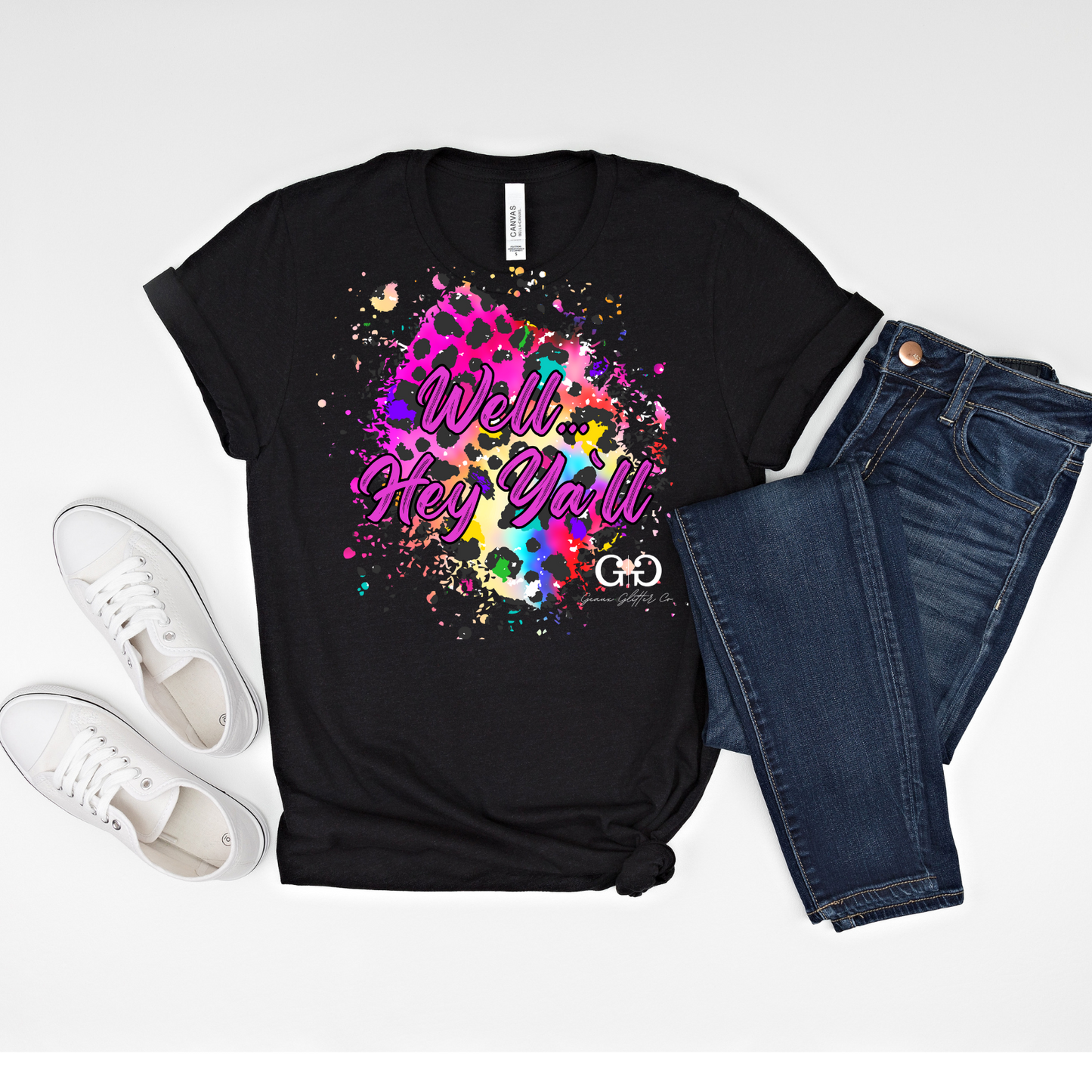 Neon Leopard Well...Hey Ya'll T-Shirt - Ready to Ship