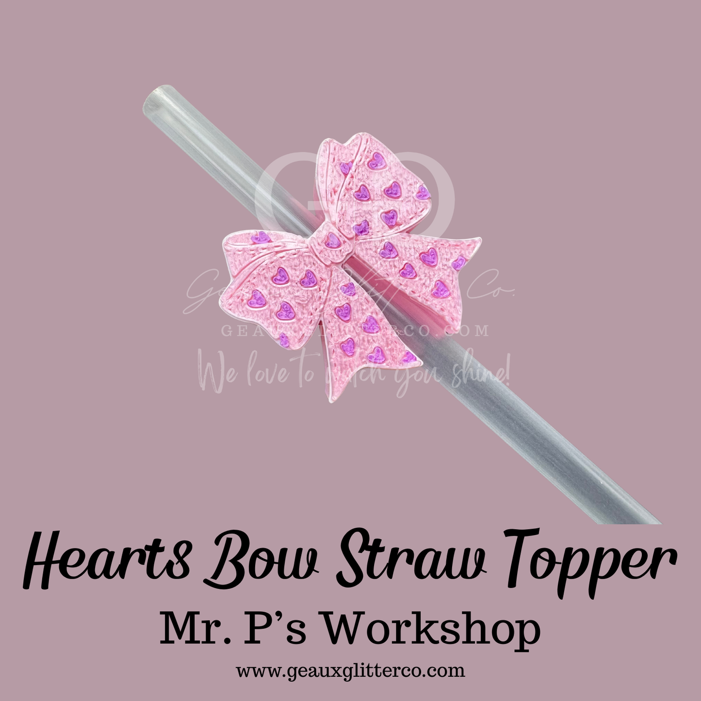 Hearts Bow Straw Topper
