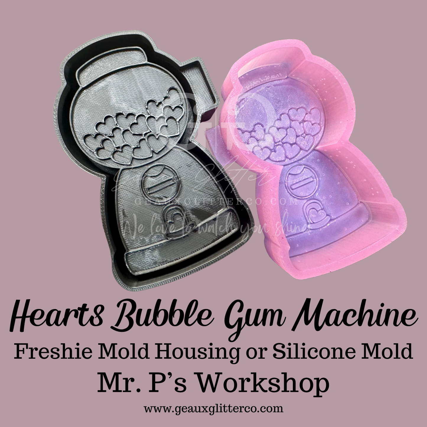 Hearts Bubble Gum Machine Freshie Housing or Silicone Mold