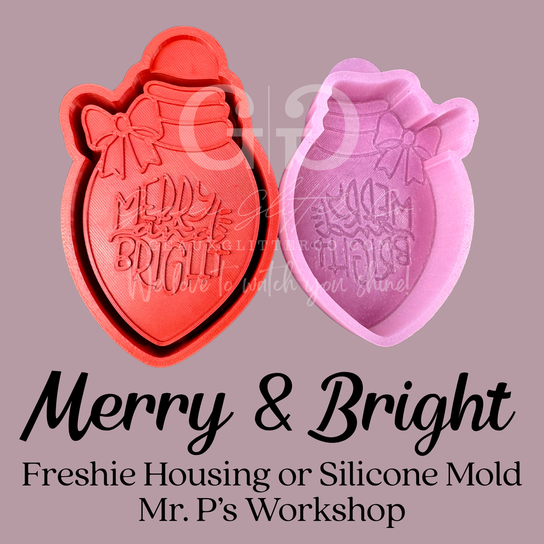 Merry &amp; Bright Freshie 3D Printed Mold Housing or Silicone Mold