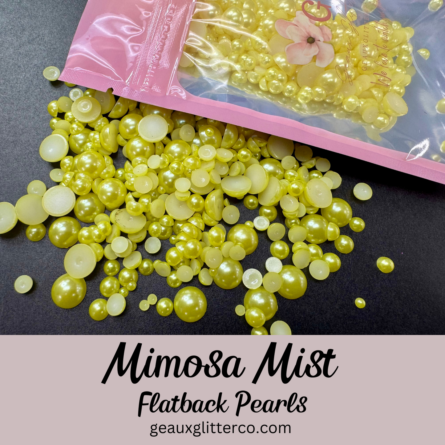 Mimosa Mist Pearl Flatback Beads