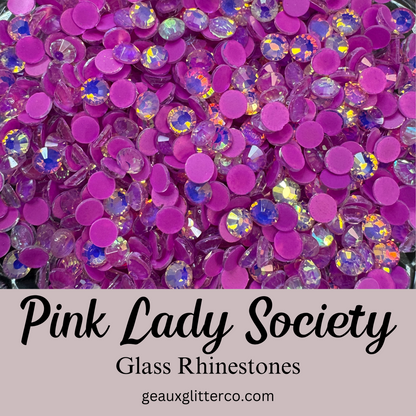 Pink Lady Society Glass Rhinestones