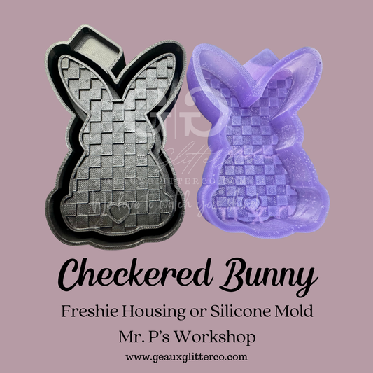 Checkered Bunny Freshie Housing or Silicone Mold