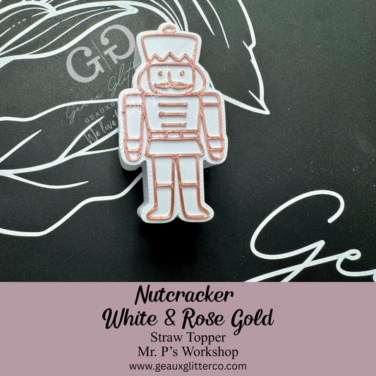 Nutcracker White & Rose Gold Straw Topper