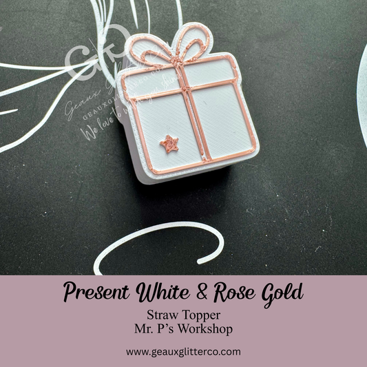 Present White & Rose Gold Straw Topper