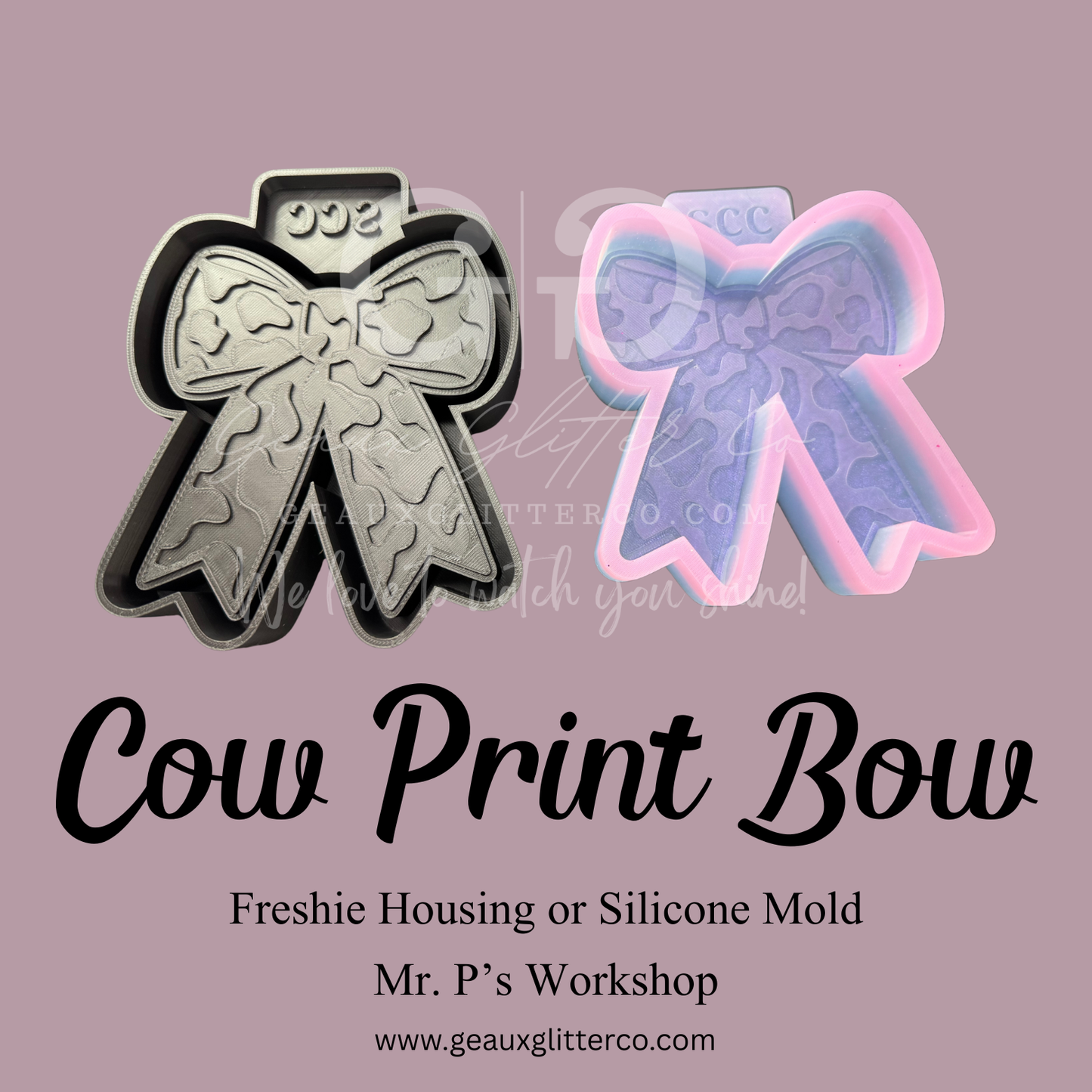 Cow Print Bow Freshie Housing or Silicone Mold
