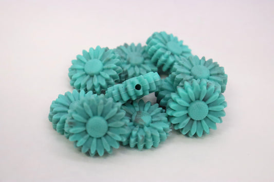 Turquoise Rustic Sunflower Silicone Beads