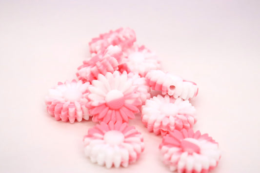 Pink/White Sunflower Focal Bead