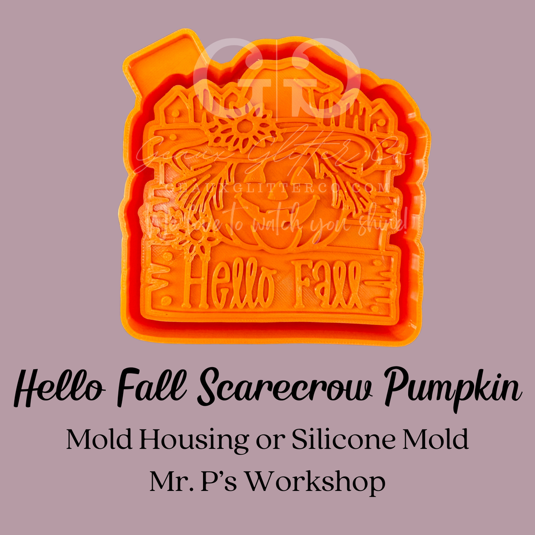 Hello Fall Scarecrow Pumpkin Freshie 3D Printed Mold Housing or Silicone Mold