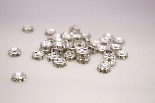 10mm Silver Rhinestone Bead Spacers