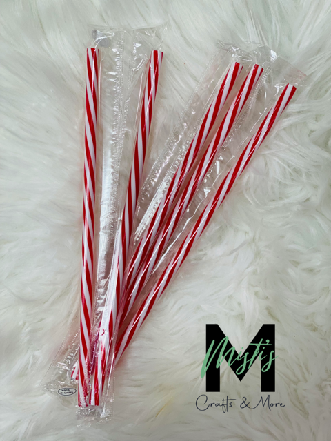 Red and White Swirl Straws